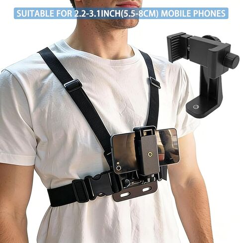 Adjustable Mobile Phone Chest Strap Harness Mount, Cell Phone Chest Strap Clip Holder for iPhone, GoPro Hero, AKASO, DJI Osmo Action Cameras in Kuwait