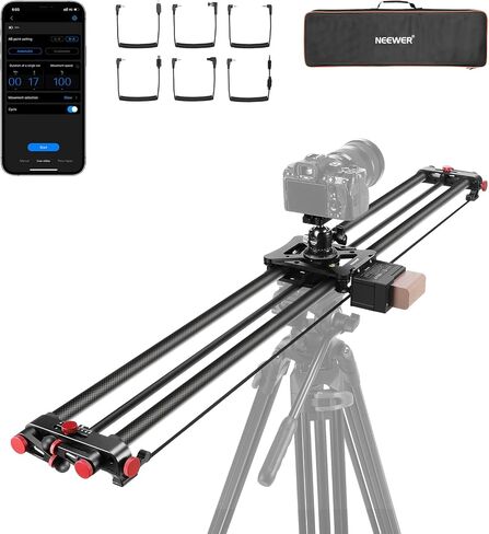 NEEWER 31.5"/80cm Motorized Camera Slider, DSLR Carbon Fiber Dolly Rail Slider with App Control, 4400mAh F750 Battery for Time Lapse Photography, Supports Video Mode, NOT Include Charger, ER1 in Kuwait