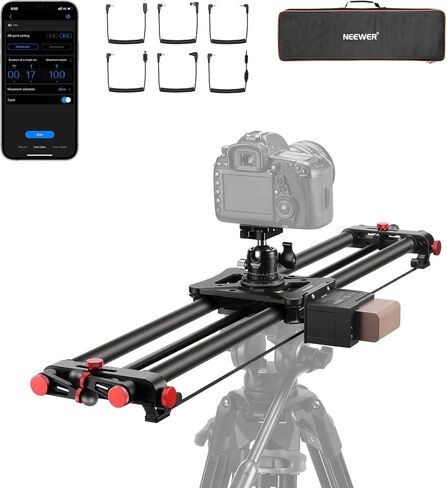 NEEWER 31.5"/80cm Motorized Camera Slider, DSLR Carbon Fiber Dolly Rail Slider with App Control, 4400mAh F750 Battery for Time Lapse Photography, Supports Video Mode, NOT Include Charger, ER1 in Saudi Arabia