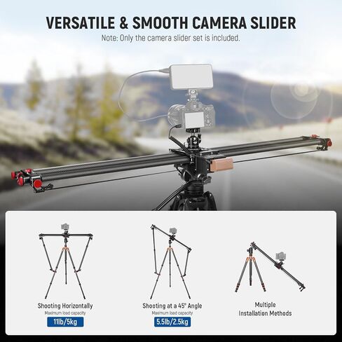 NEEWER 31.5"/80cm Motorized Camera Slider, DSLR Carbon Fiber Dolly Rail Slider with App Control, 4400mAh F750 Battery for Time Lapse Photography, Supports Video Mode, NOT Include Charger, ER1 in Saudi Arabia