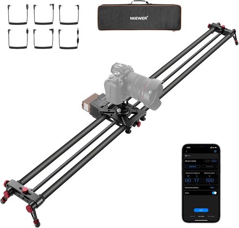 NEEWER 31.5"/80cm Motorized Camera Slider, DSLR Carbon Fiber Dolly Rail Slider with App Control, 4400mAh F750 Battery for Time Lapse Photography, Supports Video Mode, NOT Include Charger, ER1 in Saudi Arabia