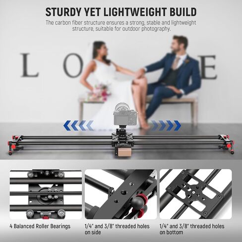 NEEWER 31.5"/80cm Motorized Camera Slider, DSLR Carbon Fiber Dolly Rail Slider with App Control, 4400mAh F750 Battery for Time Lapse Photography, Supports Video Mode, NOT Include Charger, ER1 in Saudi Arabia