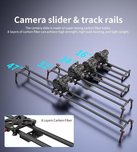 Zecti Camera Slider 16 "/40 cm Adjustable Carbon Fiber Camera Dolly Track Slider Video Stabilizer Rail for Camera DSLR Video Movie Photography Camcorder Stabili & Phone in Saudi Arabia