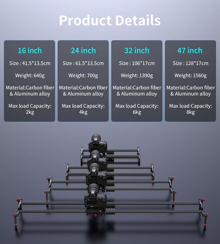 Zecti Camera Slider 16 "/40 cm Adjustable Carbon Fiber Camera Dolly Track Slider Video Stabilizer Rail for Camera DSLR Video Movie Photography Camcorder Stabili & Phone in Saudi Arabia