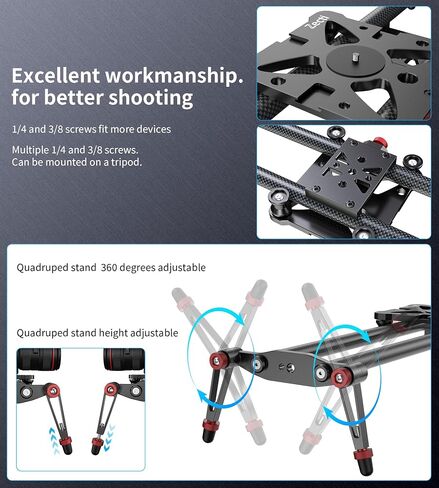 Zecti Camera Slider 16 "/40 cm Adjustable Carbon Fiber Camera Dolly Track Slider Video Stabilizer Rail for Camera DSLR Video Movie Photography Camcorder Stabili & Phone in Saudi Arabia