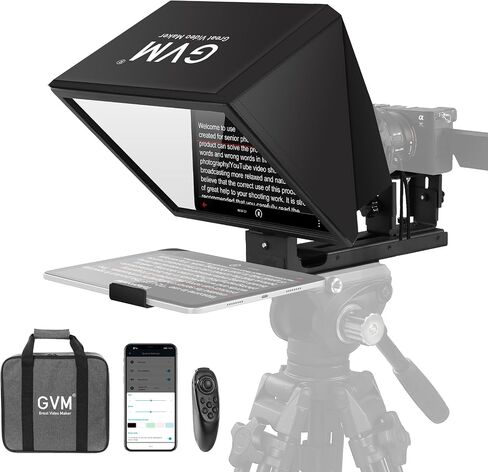 GVM Teleprompter Kit for Digital Cameras/camcorders Portable 18.5'' Teleprompter Kit with Remote Control & App,with 18.5" Android All-in-One Monitor and Carry Case in Kuwait