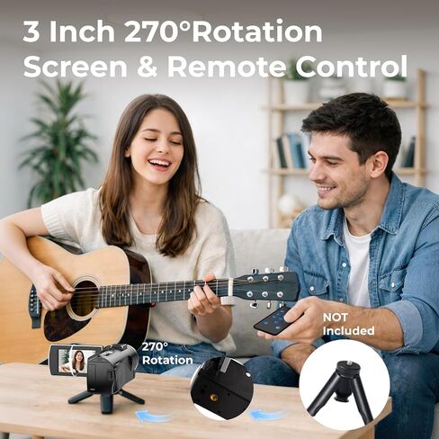 Camcorder Video Camera 4K, 64MP Digital Camera for Vlogging, 18X Digital Zoom YouTube Camera 3" 270° Rotation Screen Video Recorder with Battery, 32GB Card, Remote Control in Kuwait