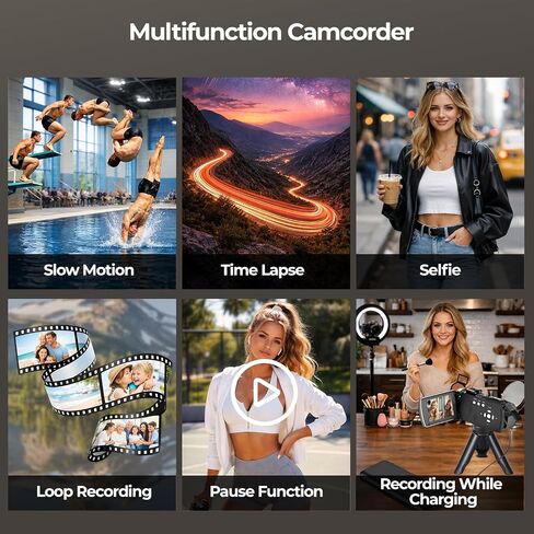 Camcorder Video Camera 4K, 64MP Digital Camera for Vlogging, 18X Digital Zoom YouTube Camera 3" 270° Rotation Screen Video Recorder with Battery, 32GB Card, Remote Control in Kuwait