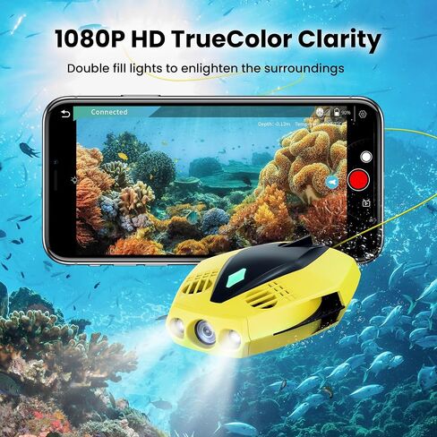 Chasing Dory Underwater Drone - Palm-Sized 1080p Full HD Underwater Drone with Camera for Real Time Viewing, APP Remote Control Green (Yellow) in Kuwait