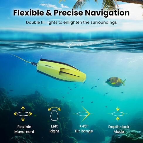 Chasing Dory Underwater Drone - Palm-Sized 1080p Full HD Underwater Drone with Camera for Real Time Viewing, APP Remote Control Green (Yellow) in Kuwait