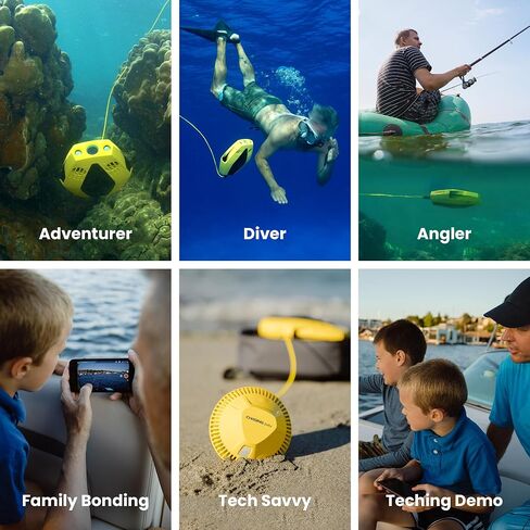 Chasing Dory Underwater Drone - Palm-Sized 1080p Full HD Underwater Drone with Camera for Real Time Viewing, APP Remote Control Green (Yellow) in Kuwait