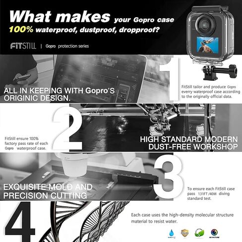 FiTSTILL Waterproof Housing only for Go Pro MAX 2, 40M/131FT Touchscreen Dive Housing Underwater Protective Case with Mount and Accessory Kit (NOT for MAX 2019 & MAX360 2025) in Kuwait