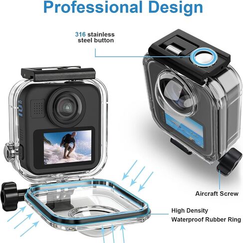 FiTSTILL Waterproof Housing only for Go Pro MAX 2, 40M/131FT Touchscreen Dive Housing Underwater Protective Case with Mount and Accessory Kit (NOT for MAX 2019 & MAX360 2025) in Kuwait