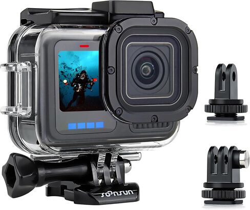 SOONSUN Waterproof Case with Dive Filters for GoPro Hero 13/12 / 11/10 / 9 Black, 196 Feet Underwater Protective Dive Housing Case with Red, Light Red, Magenta, 5X Close-up Macro Filters in Kuwait