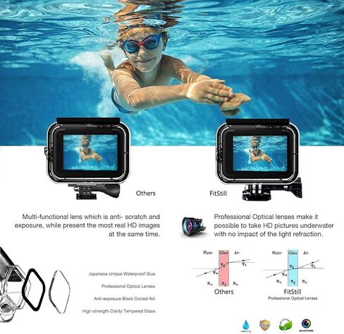FitStill 148FT/45M Waterproof Housing for Go Pro Hero 2018/7/6/5 Black,Protective Underwater Dive Case Shell with Bracket for Go Pro Hero7 Hero6 Hero5 Black Action Camera Accessories in Kuwait