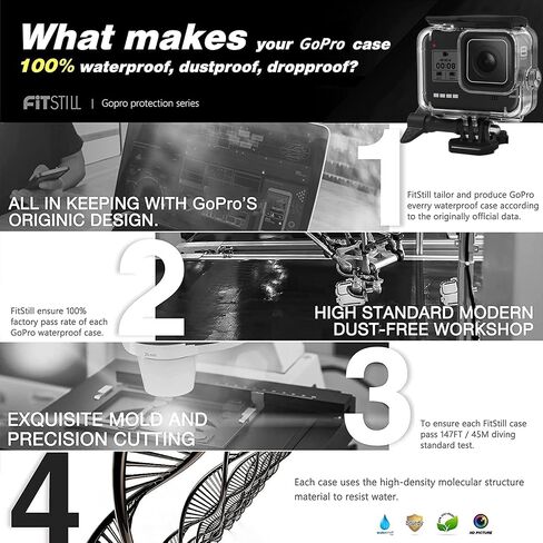 FitStill 60M Waterproof Case for Go Pro Hero 8 Black, Protective Underwater Dive Housing Shell with Bracket Accessories for Go Pro Hero8 Action Camera in Kuwait