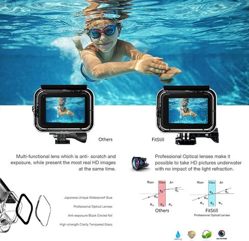 FitStill 60M Waterproof Case for Go Pro Hero 8 Black, Protective Underwater Dive Housing Shell with Bracket Accessories for Go Pro Hero8 Action Camera in Kuwait