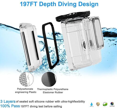 FitStill 60M Waterproof Case for Go Pro Hero 8 Black, Protective Underwater Dive Housing Shell with Bracket Accessories for Go Pro Hero8 Action Camera in Kuwait