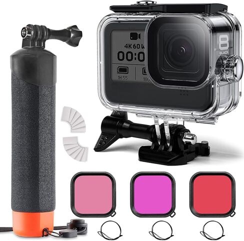 FitStill 60M/196FT Underwater Waterproof Protective Case for Go Pro Hero 13 Hero 12 Hero 11 Hero 10 Hero 9 Black,3Pack Filter Monopod Floating Hand Grip Selfie Stick Hero13/12/11/10/9 Black Accessory in Kuwait