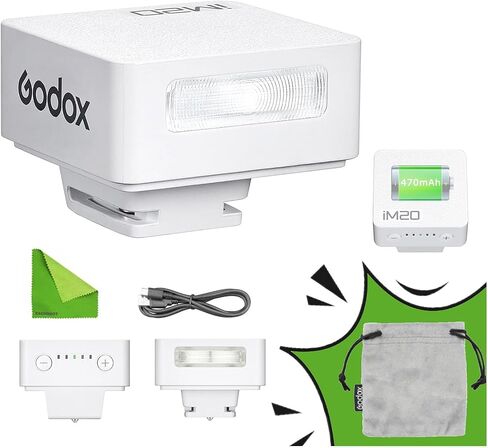 GODOX iM20 Mini Flash for Camera w/Built-in Battery, Conpact & Portable GN10/470 mAh USB-C Charging & Universal Hot Shoe Compatible with Sony zve10,zv1,a7iii/Ricoh gr3,gr3x/Fujifilm f1, NOT for ZV-1F in Kuwait