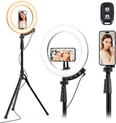 UBeesize 12'' LED Ring Light with 62'' Tripod Stand, Selfie Ring Light for Video Recording, Live Streaming, TikTok & YouTube, Compatible with iPhone & Android (Pink) in Kuwait