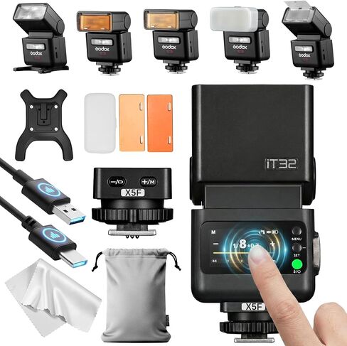 Godox iT32 TTL Camera Flash with X5S Trigger for Sony A7 III, ZV-E10, A7 IV | 2.4G HSS 1/8000s, Hotshoe & Trigger 2-in-1; Compatible with Sony A7 II, A6000, A6400, A6500, A7C II, A7R III/IV/V, A9 III in Kuwait