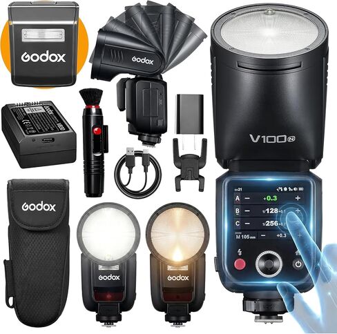 Godox V100 C for Canon 100Ws TTL Camera Flash, 1/8000s HSS, 1.7s Recycle | For wedding/event/sports photographer, touchscreen, 100 full-power Flashes, 400 flashes/charge, 7.2V 2980mAh, 2.4G X System in Kuwait