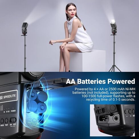 NEEWER TT560 Camera Flash Speedlite Compatible with Canon Sony Nikon Panasonic Fuji DSLR with Universal Single Contact Hot Shoe Mount, Speedlight Compatible with Sony ZV1, NOT for ZV-1F, No TTL in Kuwait