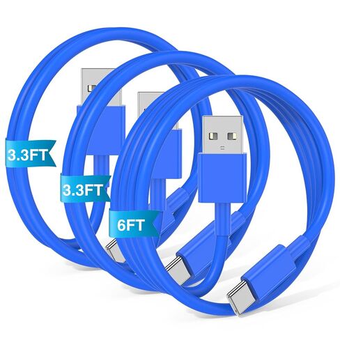 3-Pack Black [3.3FT+3.3FT+6FT] USB A to USB C Cable，USB to USB C Car Carplay Cable for iPhone 16 15 Pro Plus Pro Max，for iPad Pro/Air/Mini，for Samsung S24/S23/S22/S21，for MacBook Pro/Air and More in Kuwait
