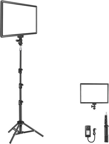 NEEWER 13" LED Video Light Panel, Studio Lighting Kit with Tripod Stand, 20W Bi Color Dimmable Photo Key Light for Streaming Photography Podcast Recording, CRI97+ 2400Lx/0.5m, 29.6Wh Battery, NL-192AI in Saudi Arabia