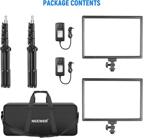 NEEWER 13" LED Video Light Panel, Studio Lighting Kit with Tripod Stand, 20W Bi Color Dimmable Photo Key Light for Streaming Photography Podcast Recording, CRI97+ 2400Lx/0.5m, 29.6Wh Battery, NL-192AI in Saudi Arabia