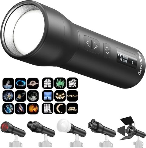 SmallRig RF 20C 20W LED Photography Flashlight, 5 Colors CRI 97 TLCI 99, 10000mAh Portable Zoomable Spotlight with 20 Pattern Gobos, Silicone GOBO Holder for Portrait, Video, Content Creators - 5335 in Kuwait