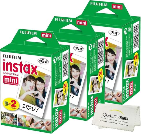 Fujifilm Instax Mini Film for All Mini Cameras + Quality Photo Cloth, 60 Sheets in Saudi Arabia