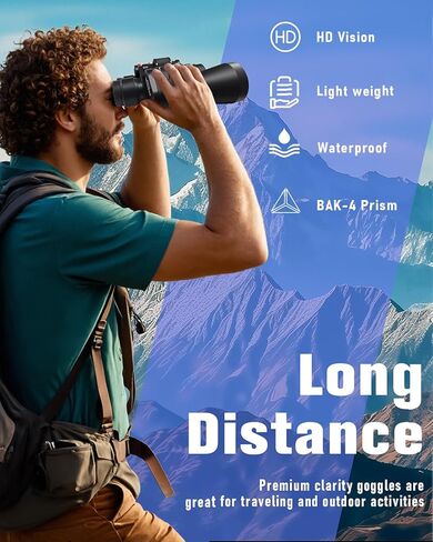 20x50 High Powered Binoculars for Adults, Clear Durable Binoculars for Bird Watching Sightseeing Wildlife Watching Travel Hunting Football Games Stargazing with Carrying Case & Strap in Kuwait