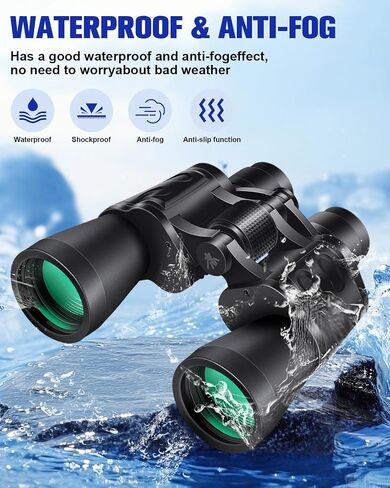 20x50 High Powered Binoculars for Adults, Clear Durable Binoculars for Bird Watching Sightseeing Wildlife Watching Travel Hunting Football Games Stargazing with Carrying Case & Strap in Kuwait