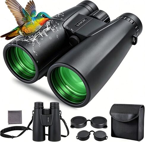 12x42 HD Binoculars for Adults, BAK4 Prism Waterproof Lightweight Binoculars with Low Light Vision for Bird Watching, Hunting, Hiking, Travel, Cruise in Kuwait