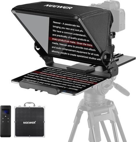 NEEWER 2 in 1 Teleprompter 11 Inch with Monitor, Supports Screen Mirroring, Plastic, Portable Prompter for Camera Mobile Phone Webcam Windows MacOS for YouTube Twitch Live Streaming Conference, X11 in Kuwait