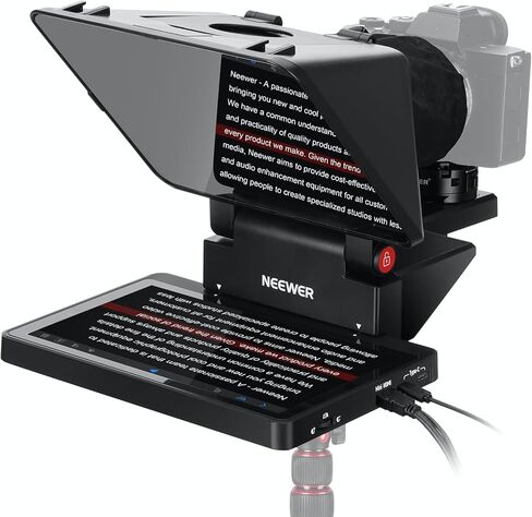 Neewer Teleprompter X14 III with RT113 Remote/App Control, 45° Tilt 14" Beamsplitter All Metal Frame Upgraded Camera Mount QR Plate Compatible with Manfrotto 501PL for iPhone iPad DSLR, Assembly Free in Kuwait