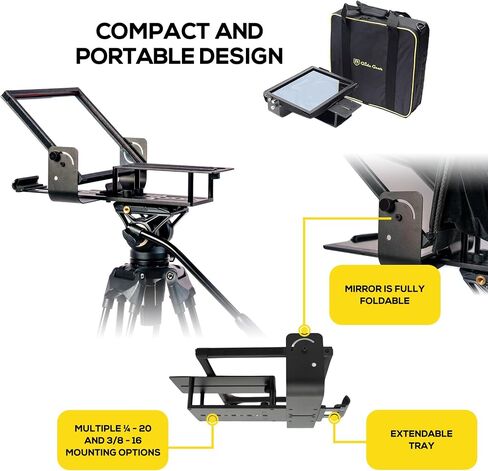 Glide Gear TMP 100 Teleprompter – DSLR, Tablet, Smartphone – 12" Glass, Carry Case, No Assembly in Kuwait
