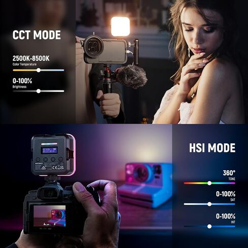 NEEWER LED Video Light, Portable Bi-Color 3200K~5600K Dimmable Camera Soft Lights with 3 Cold Shoes, CRI 97+, 8 Scene Modes, 2000mAh Rechargeable Battery for Gaming/YouTube/Vlog/Photography - NL-36AI | 3200K~5600K Dimming, CRI 97+, 8 Scene Modes, 2000mAh  in Saudi Arabia