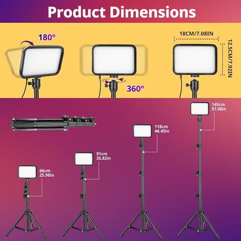 Torjim RGB Photography Video Lighting, Studio Lights with Adjustable Tripod Stand - 16 Color Lighting for Video Recording/YouTube/TikTok/Live Streaming/Make up/Vlogging in Kuwait