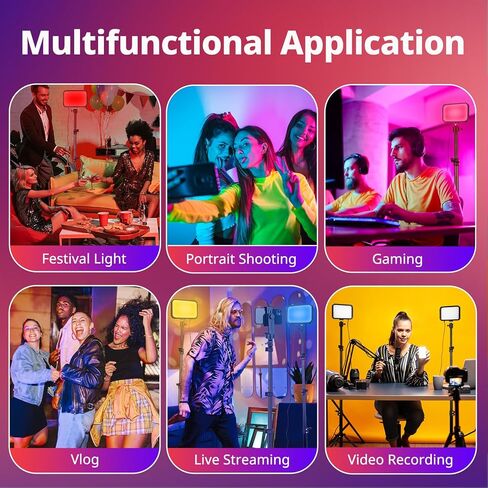 Torjim RGB Photography Video Lighting, Studio Lights with Adjustable Tripod Stand - 16 Color Lighting for Video Recording/YouTube/TikTok/Live Streaming/Make up/Vlogging in Kuwait