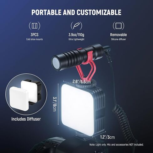 NEEWER LED Video Light, Portable Bi-Color 3200K~5600K Dimmable Camera Soft Lights with 3 Cold Shoes, CRI 97+, 8 Scene Modes, 2000mAh Rechargeable Battery for Gaming/YouTube/Vlog/Photography - NL-36AI | 3200K~5600K Dimming, CRI 97+, 8 Scene Modes, 2000mAh  in Saudi Arabia
