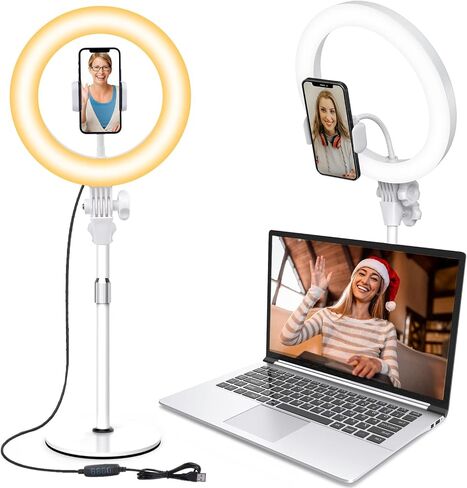 Desk Ring Light with Stand for Computer, Zoom Lighting for Computer | 30 Light Modes for Video Conference, Video Calls, Home Office, Desk Lighting for Video Recording, Podcast, Webcam, Stream in Kuwait