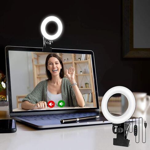 Video Conference Lighting Kit， Ring Light for Computer | Clip on Light Reading Lights, 360 ° Flexible Gooseneck Bed Night Light ， Laptop Video Conferencing in Kuwait