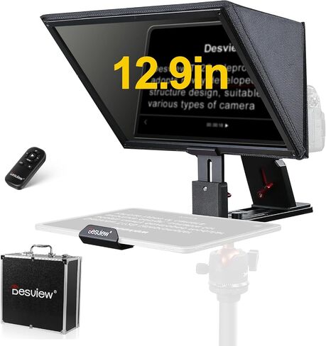 Desview T12S 12.9" Metal Teleprompter with Beam Splitter Glass | Easy Assembly, Carry Case Included, For Camera & iPad, Ideal for YouTube & Live Streaming, For Podcast & Content Creators in Kuwait