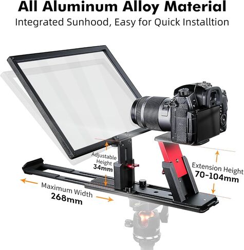 Desview T12S 12.9" Metal Teleprompter with Beam Splitter Glass | Easy Assembly, Carry Case Included, For Camera & iPad, Ideal for YouTube & Live Streaming, For Podcast & Content Creators in Kuwait