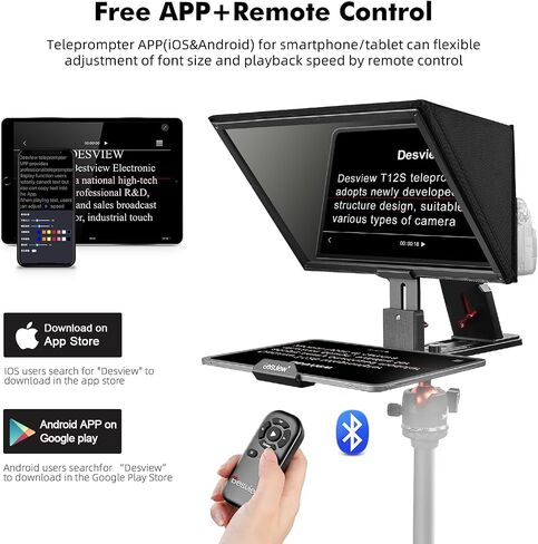 Desview T12S 12.9" Metal Teleprompter with Beam Splitter Glass | Easy Assembly, Carry Case Included, For Camera & iPad, Ideal for YouTube & Live Streaming, For Podcast & Content Creators in Kuwait