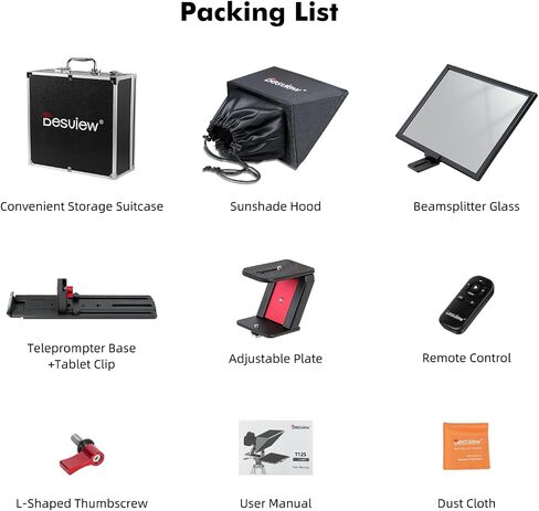 Desview T12S 12.9" Metal Teleprompter with Beam Splitter Glass | Easy Assembly, Carry Case Included, For Camera & iPad, Ideal for YouTube & Live Streaming, For Podcast & Content Creators in Kuwait