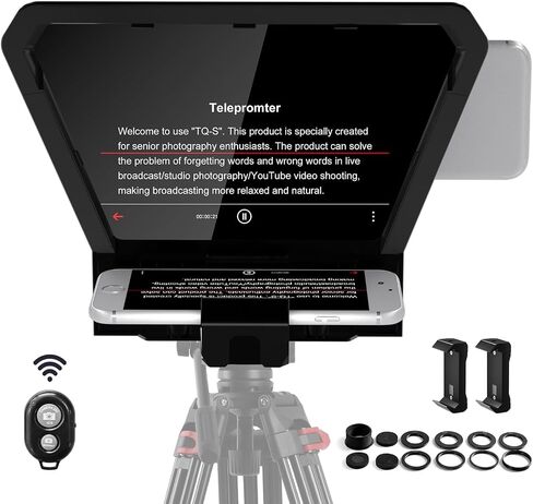 GVM Teleprompter Portable for iPad, Tablet, Smartphone & DSLR Cameras, Teleprompter Kit with Remote Control & Flexible Holder, teleprompter for Smartphone APP Compatible with iOS/Android in Kuwait